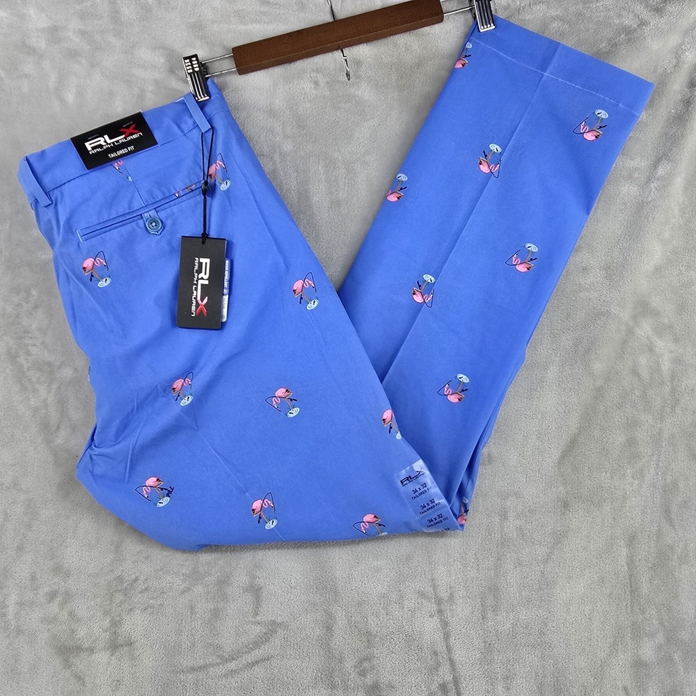 RLX Ralph Lauren Golf Performance Chino Mens 34x32 Flamingo Fishing Wicking New